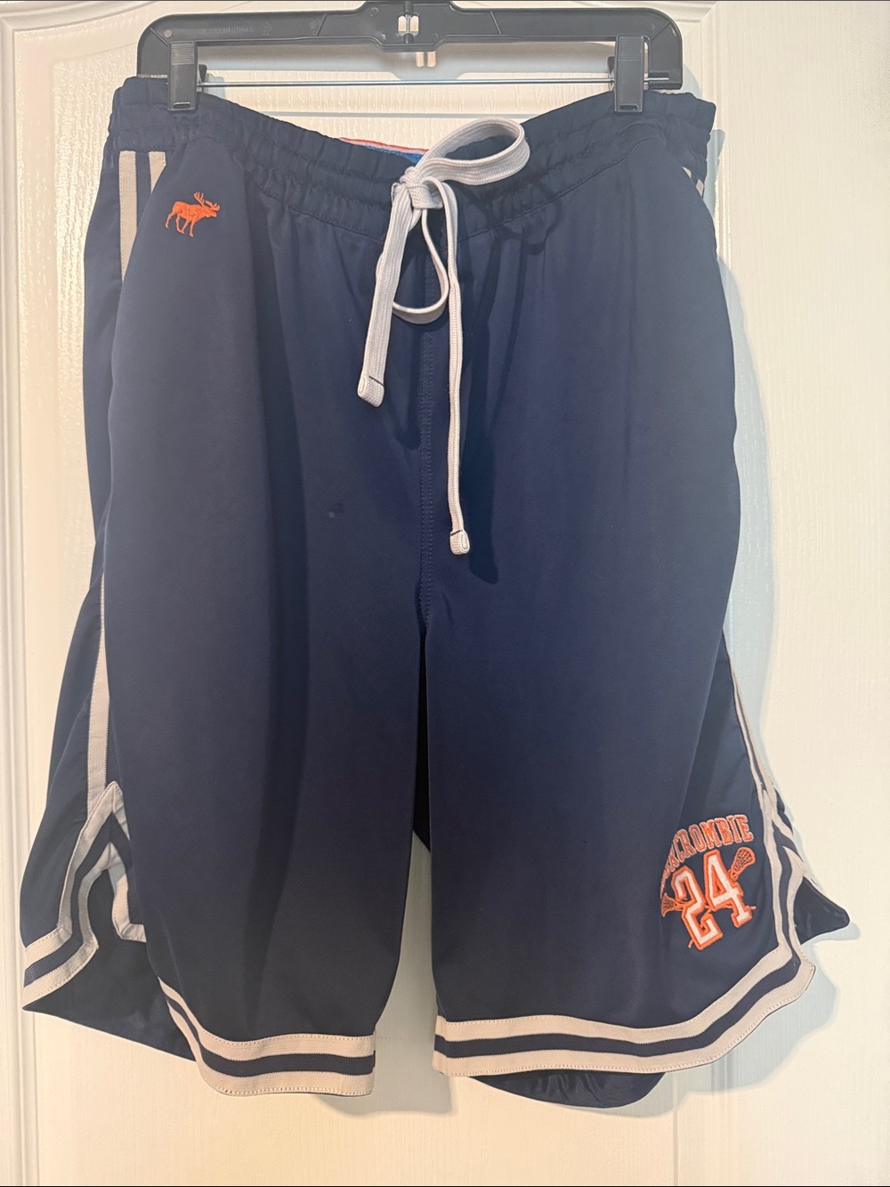 Abercrombie & Fitch Navy Athletic Shorts with Orange and White Accents